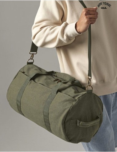 BAG-BG655-Vintage Canvas Barrel Bag